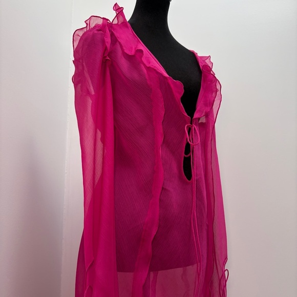 Rat & Boa- FARRETTI DRESS PINK Size Large Sheer Beach Cover Up - Picture 3 of 15